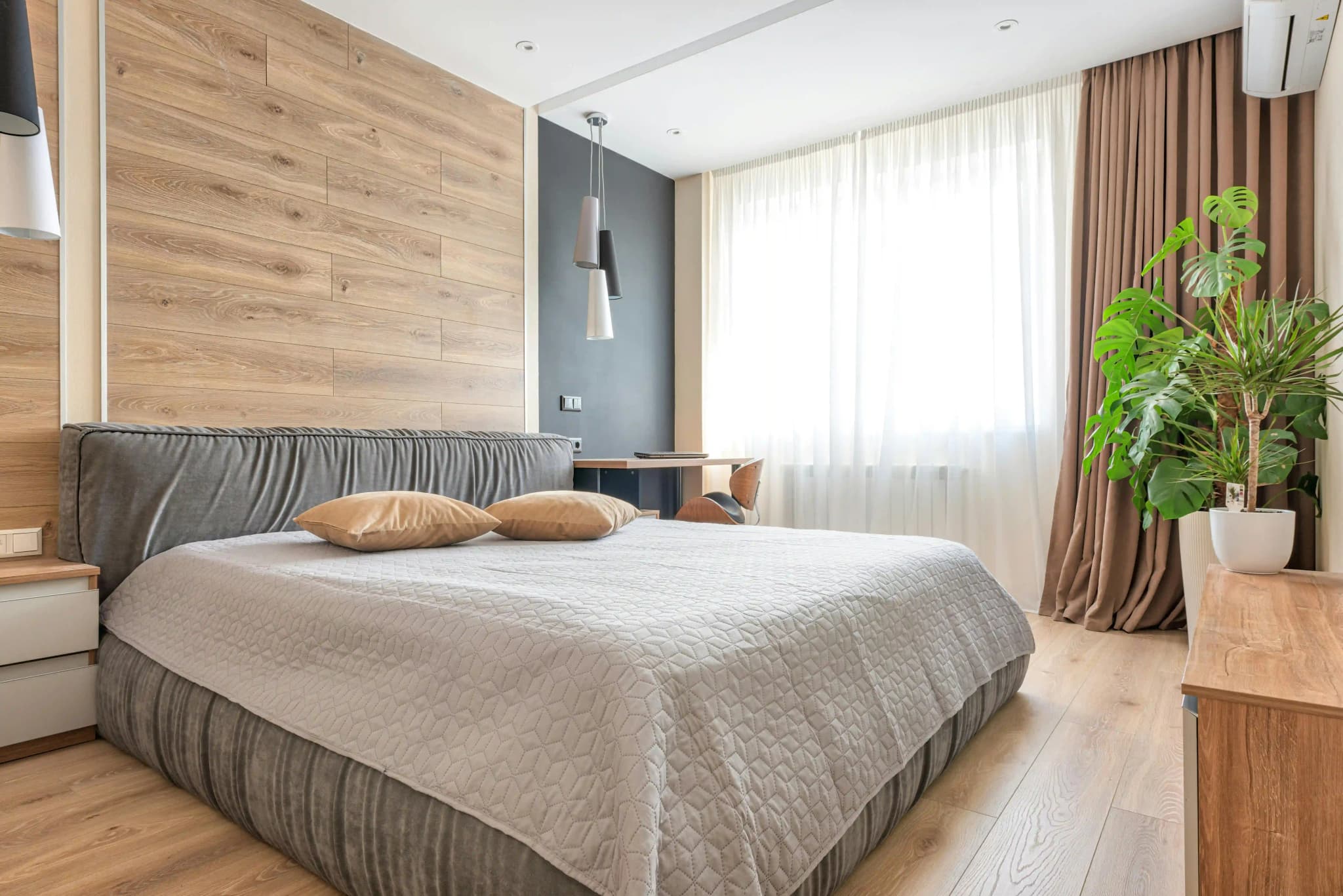 Contemporary living room with premium window coverings