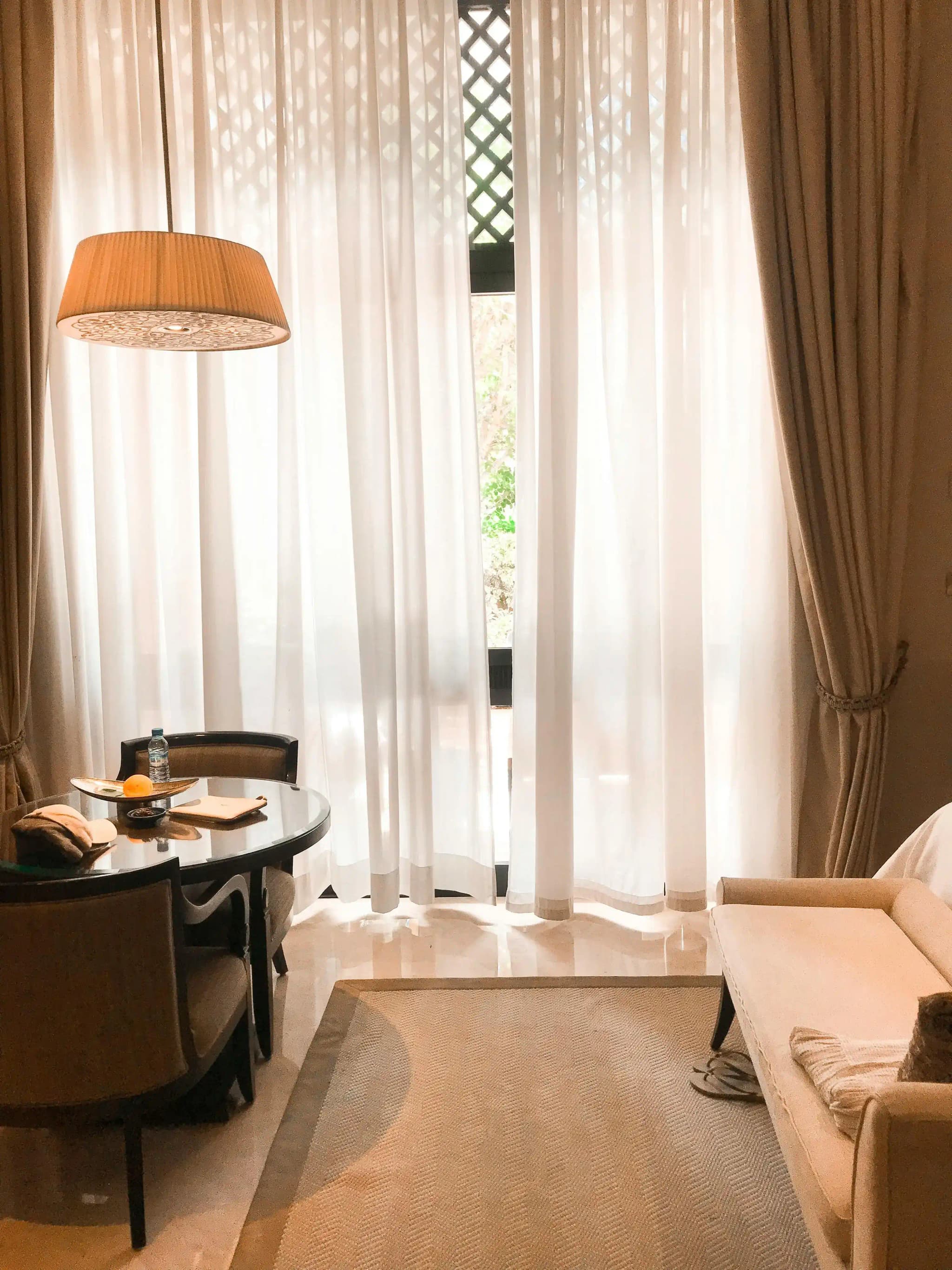 Modern bedroom with stylish curtains