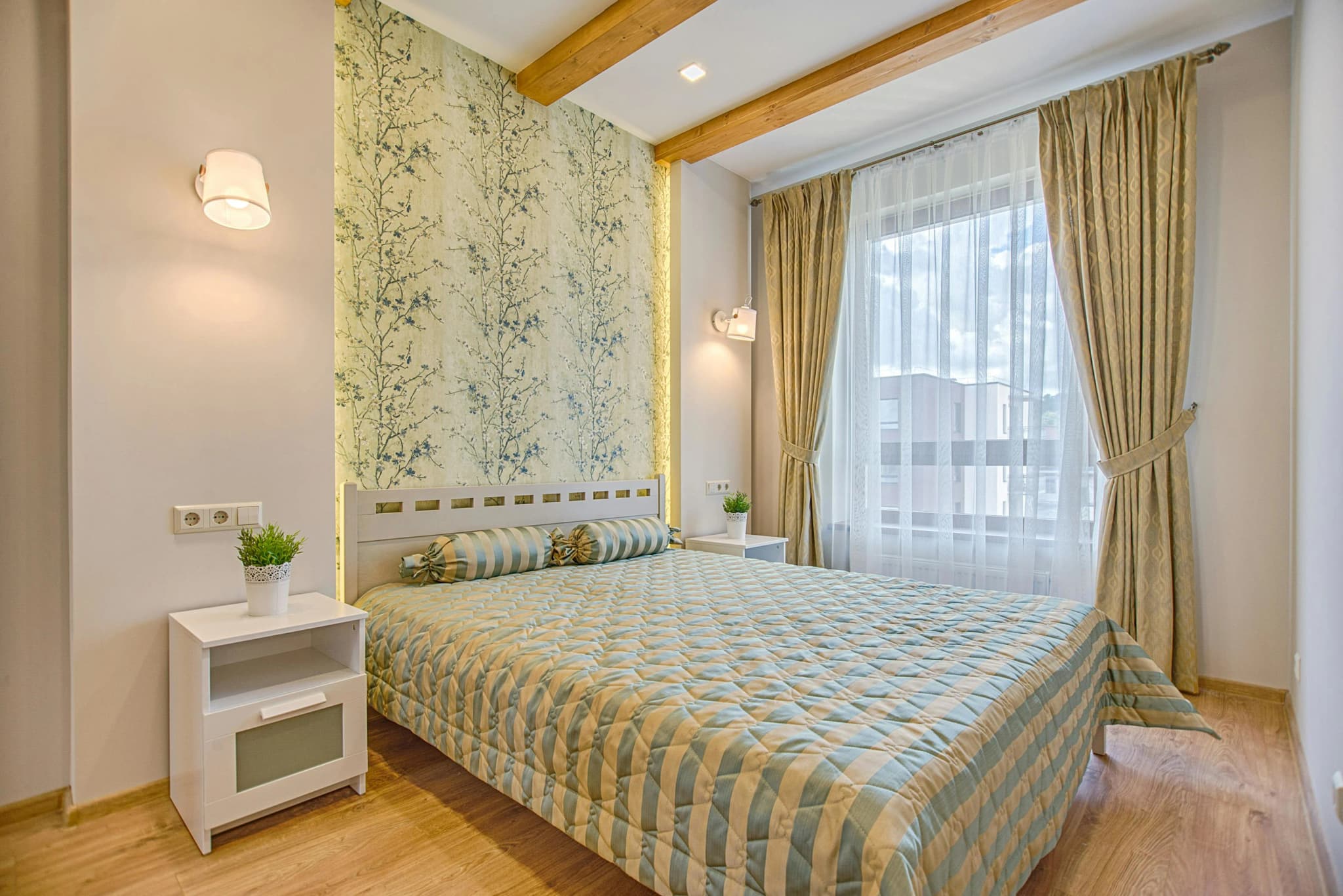 Luxurious bedroom with premium curtains