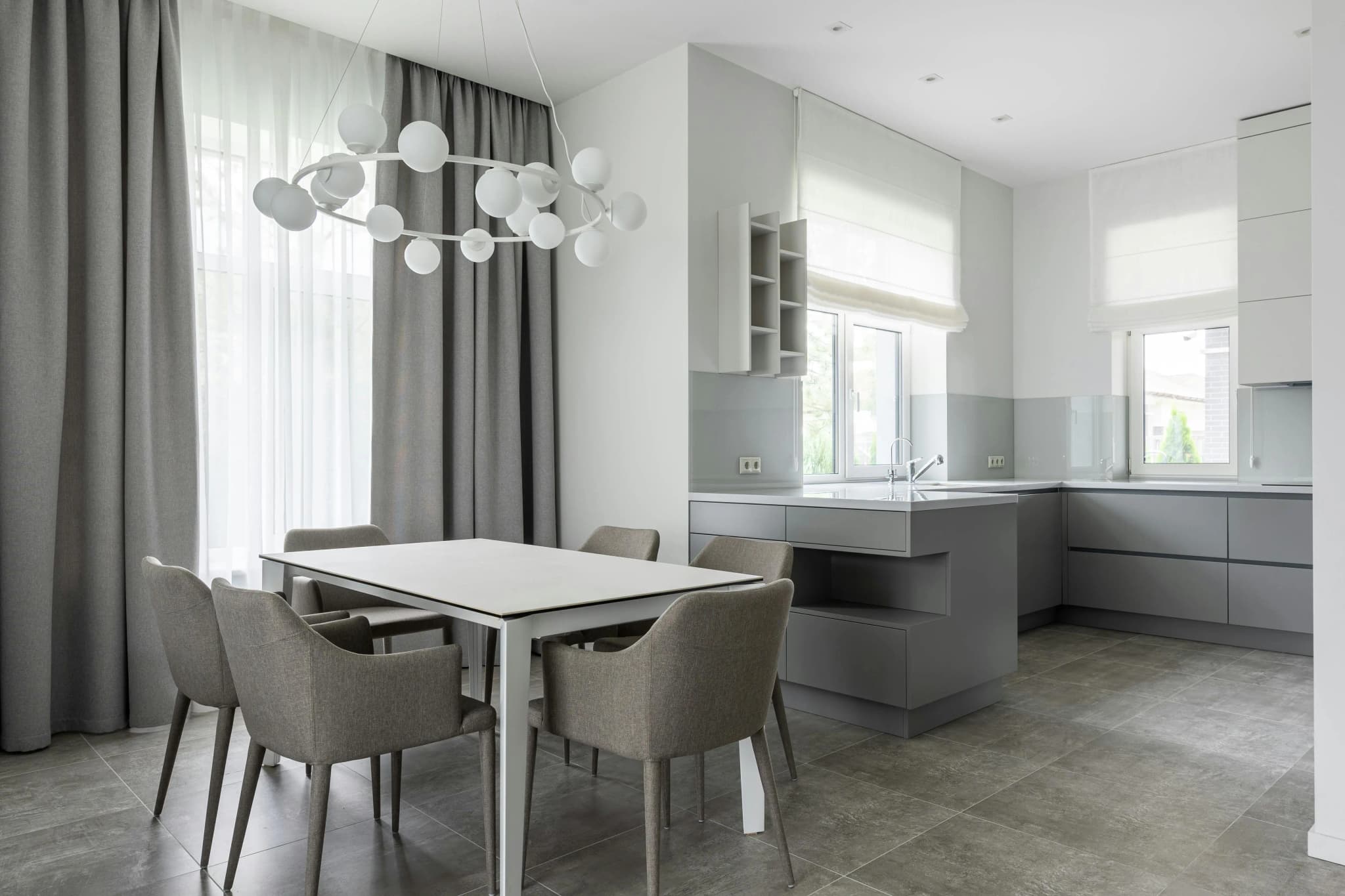 Contemporary bedroom with premium window coverings